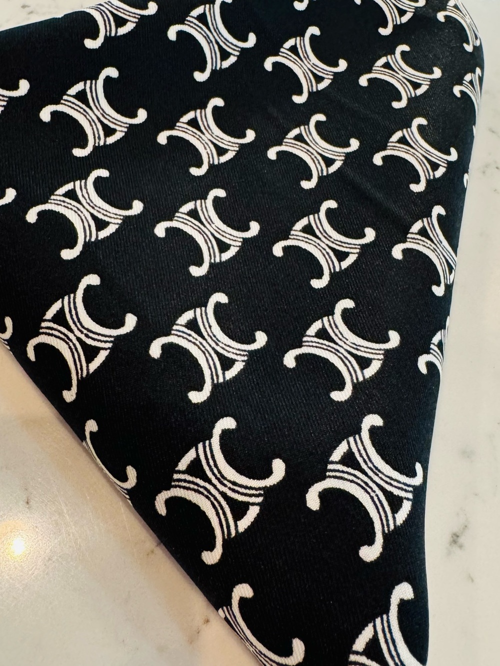🆕 CELINE Black Logo Silk Scarf - Picture 6 of 6
